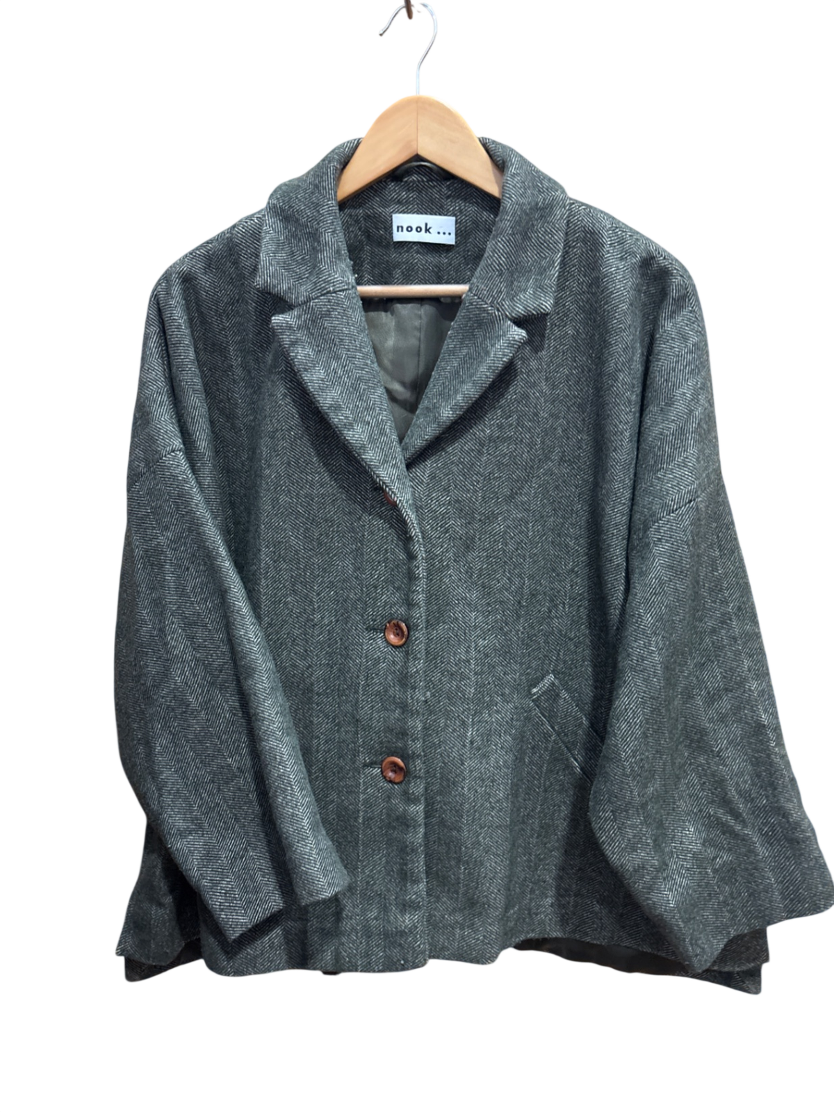 Blazer Dunkelgrau mit Fischgrätmuster L/XL- nook