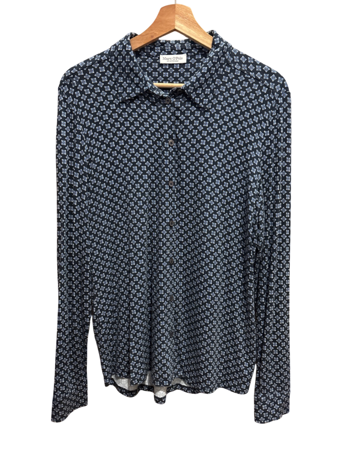 Bluse Dunkelblau mit weiß-blauem Muster L - MarcoPolo