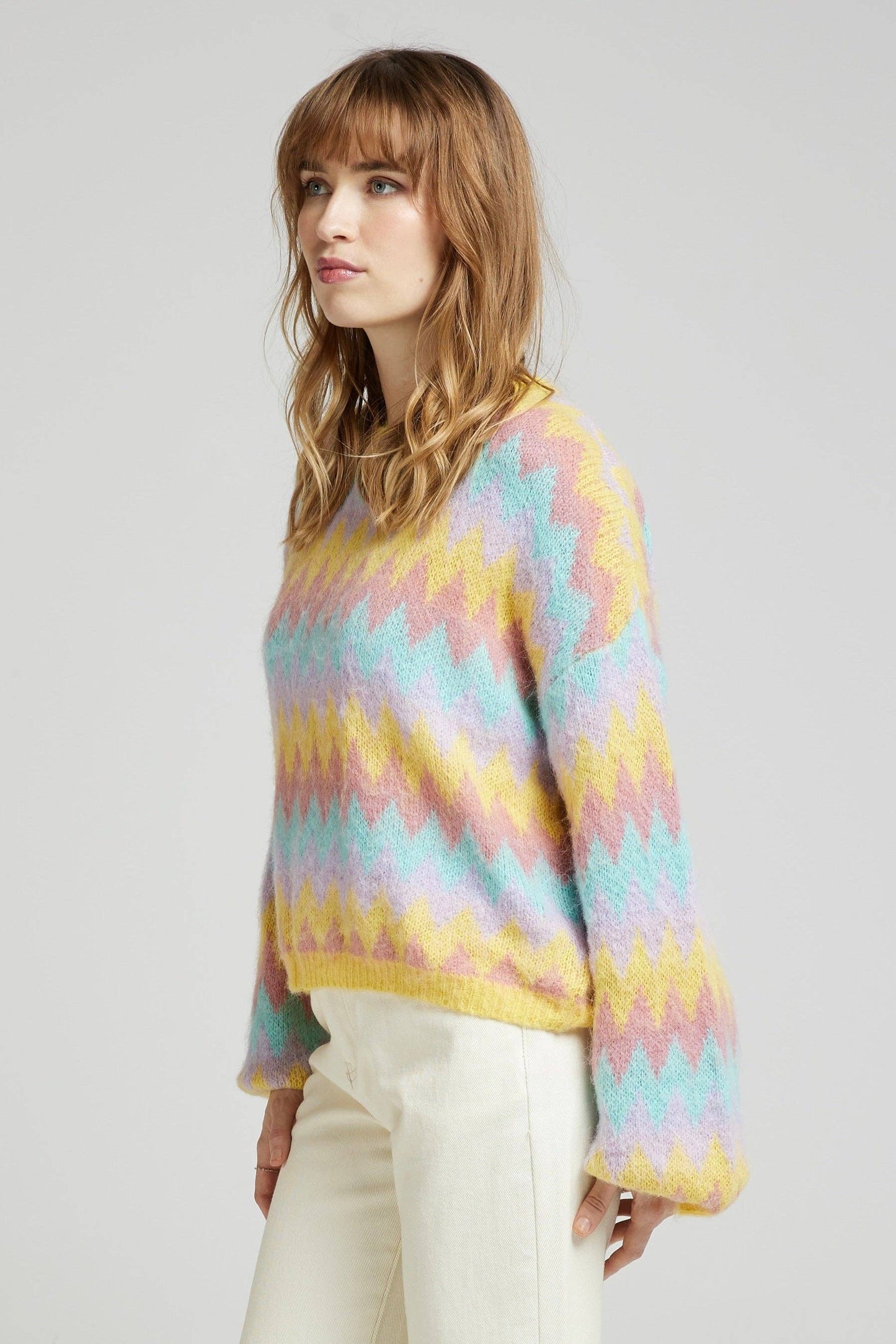 Pulli - Bunter Mohair-Pullover