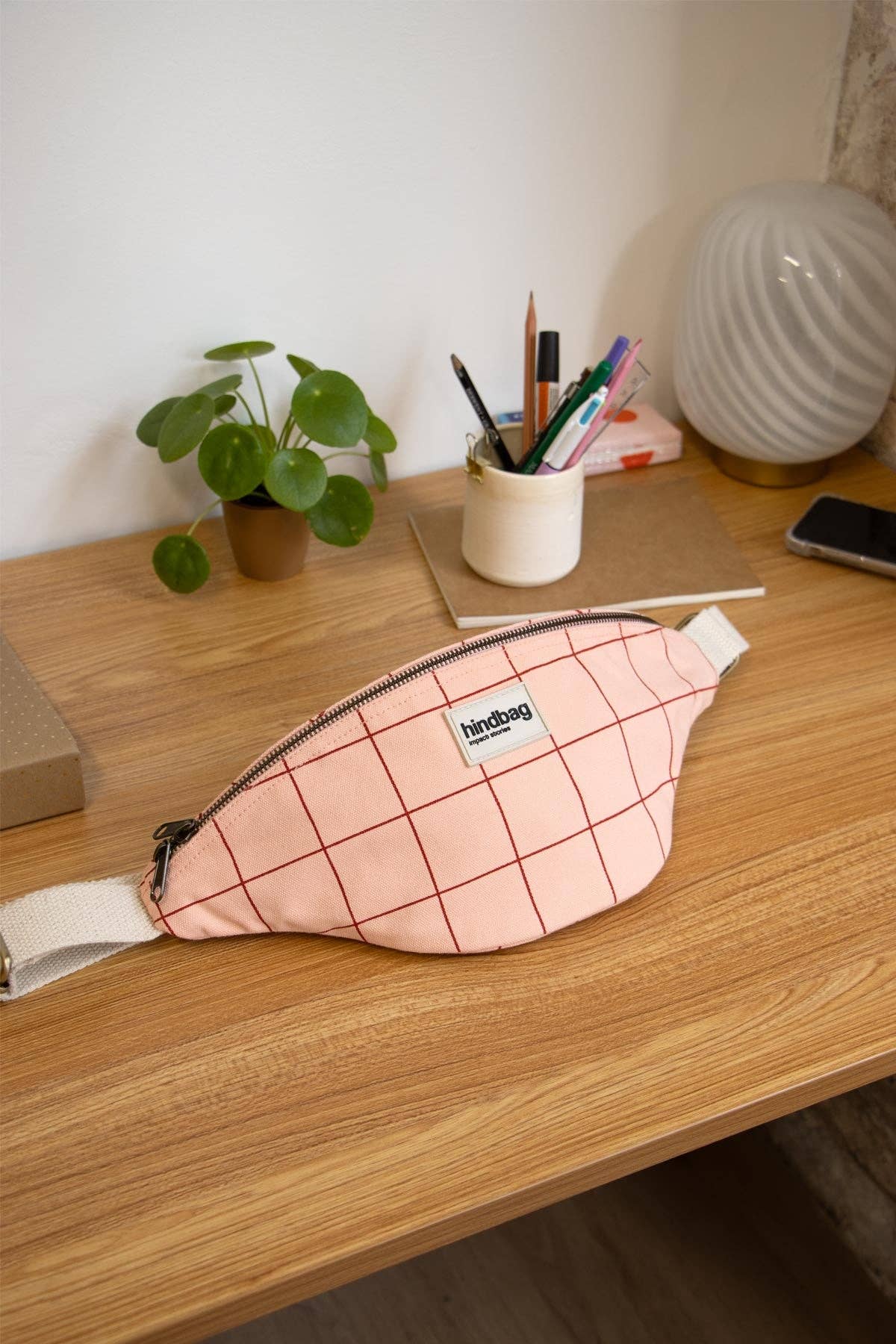 HIND BAG Olivia Gürteltasche Karomuster rosa/rot