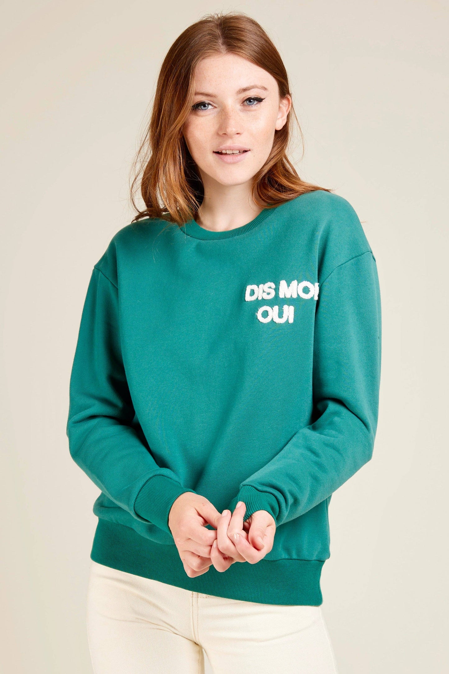 Sweatshirt aus Baumwolle mit „SAY MOI OUI“ -Schriftzug