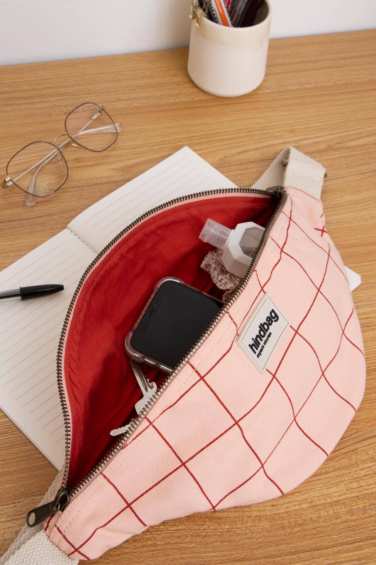 HIND BAG Olivia Gürteltasche Karomuster rosa/rot