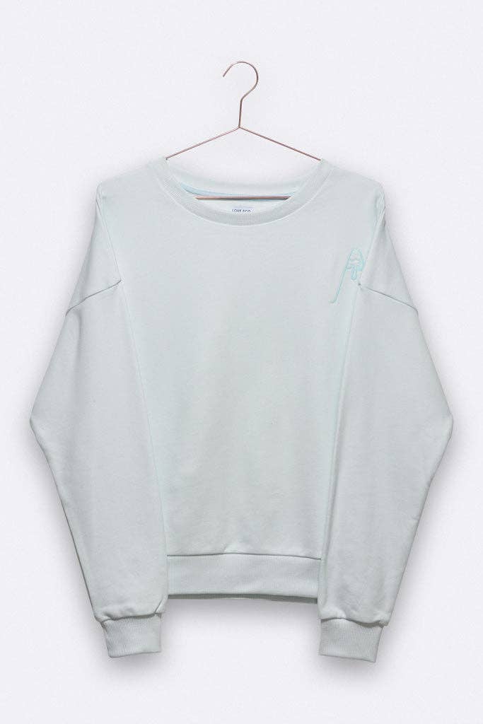 Sweater in Eisblau mit weinendem Gletscher Stickerei für Frauen