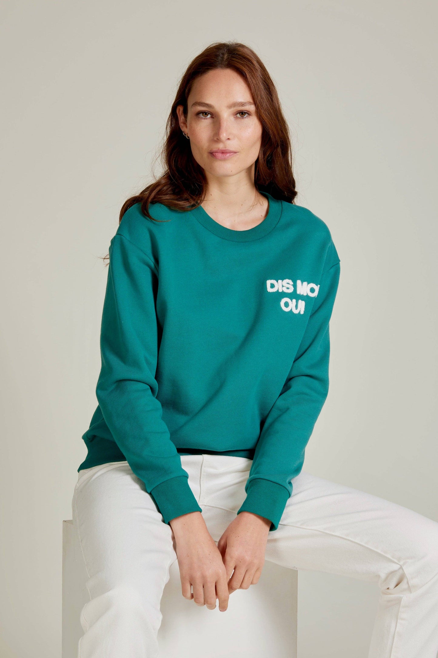 Sweatshirt aus Baumwolle mit „SAY MOI OUI“ -Schriftzug
